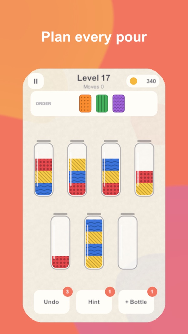 A puzzle board with several bottles